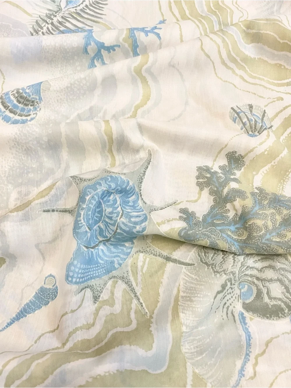 Vintage Bloomcraft Sea Life Screenprint Fabric 2 Yards Seamstress Upcycle  DIY